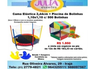 Cama elstica 244cm Piscina de Bolinhas 110x110 Iraj Servicos para festas infantis e eventos no 224234514 