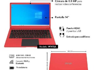 Laptop atvio intel celeron n4020 4 gb ram 128 gb dd rojo en Guadalajara | Clasf computacion