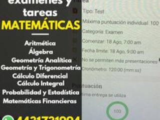 Te ayudo con tus exámenes y tareas de matemáticas por en Morelia | Clasf formacion-y-libros